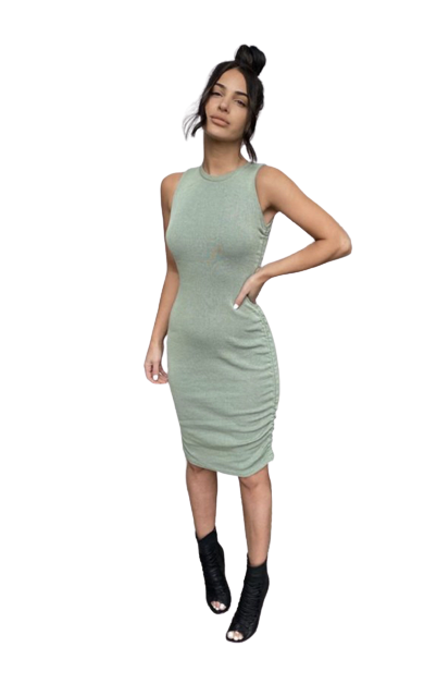 green emerald velvet dress Audrey Sage Green Sleeveless A-Line Mini Dress main image 0