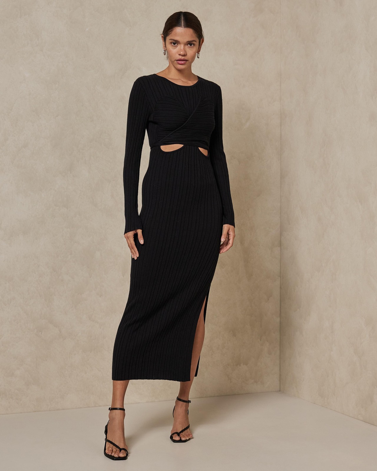 Cut Out Waist Knit Dress