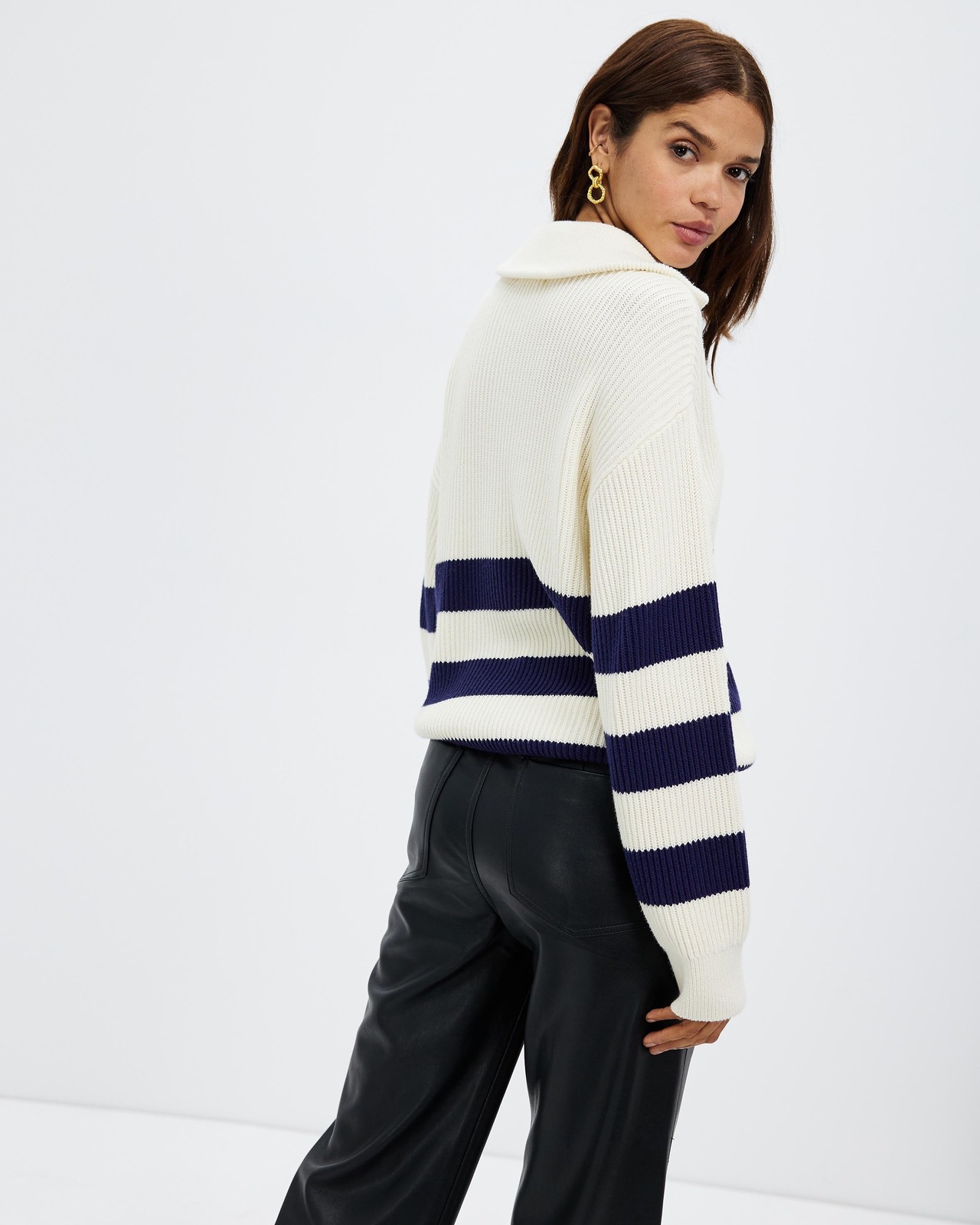 Stripe Knit Polo Jumper