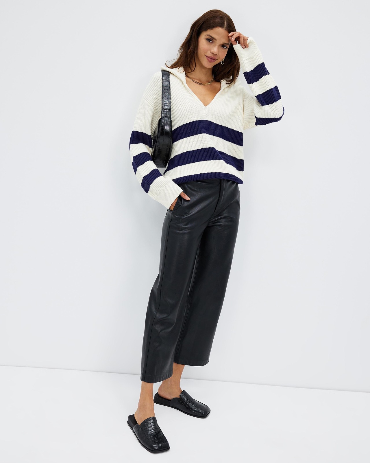 Stripe Knit Polo Jumper