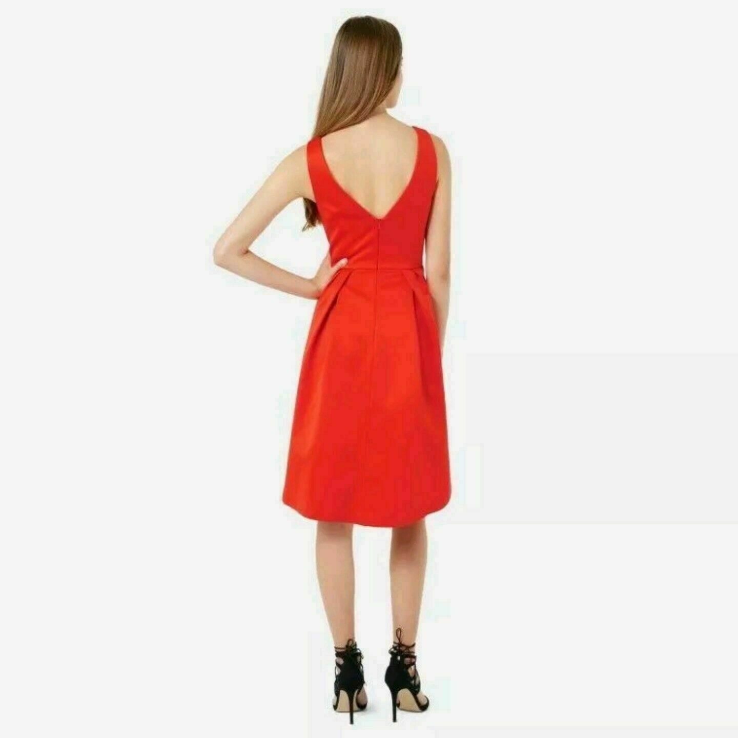 V-Neck High Low Red dress