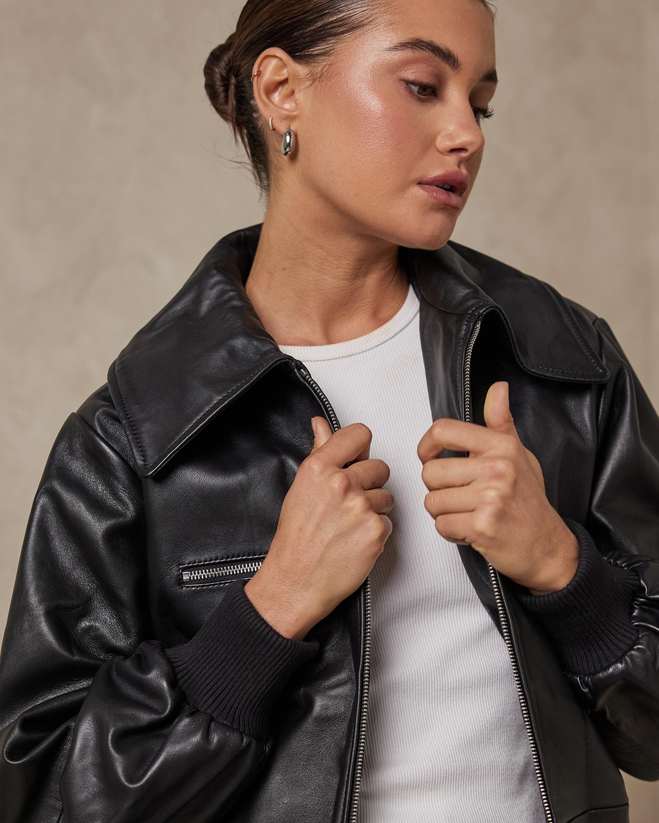 Oversized Leather Bomber Jacket AirRobe
