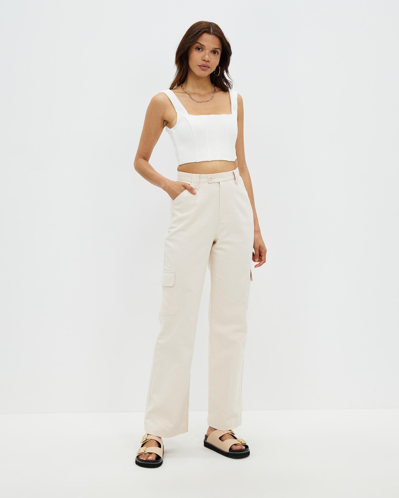 Straight Leg Pocket Detail Pants