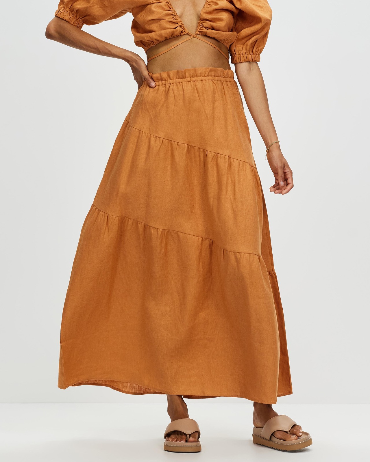 Tiered Linen Maxi Skirt AirRobe