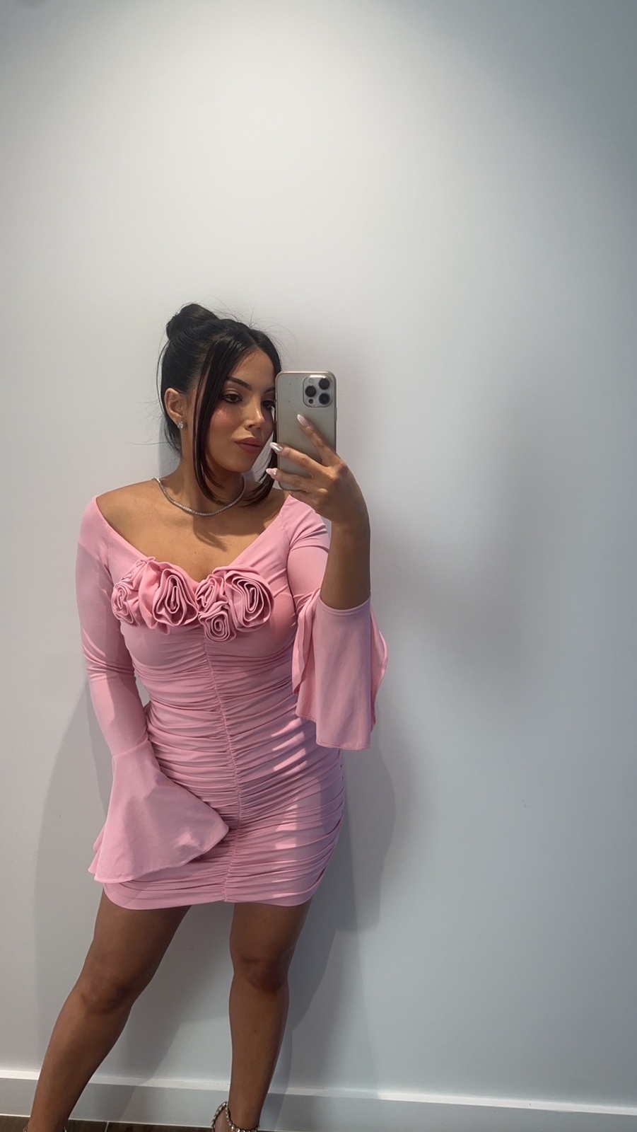 magda butrym pink mini dress Magda Butrym floral-appliqu Sheath Mini Dress | Pink