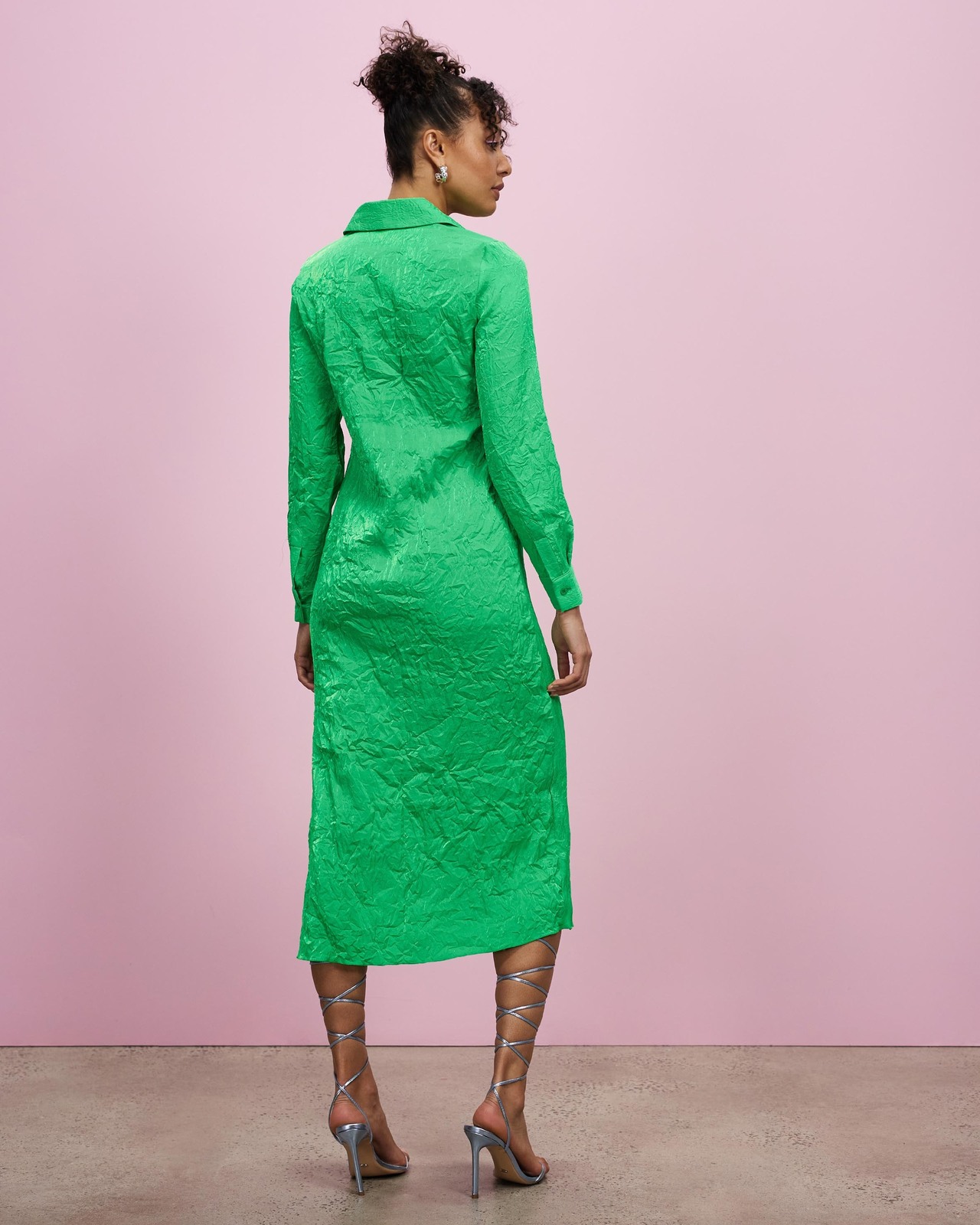 Textured Midi Shirt Dress