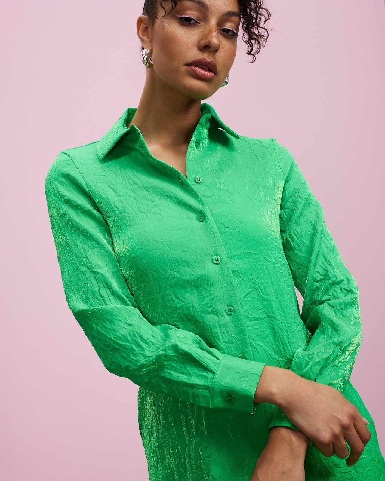 Textured Midi Shirt Dress