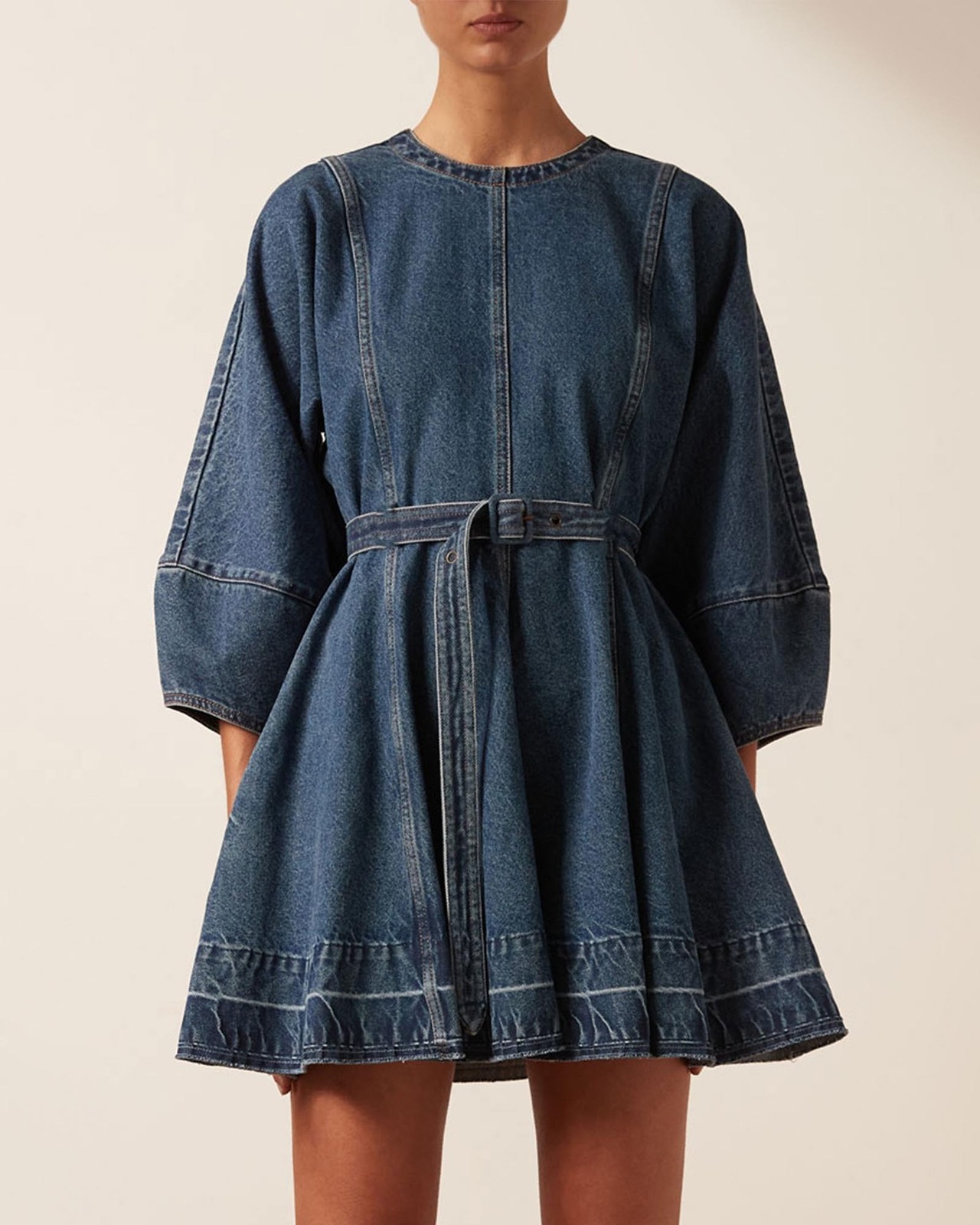 white christmas dresses Blue Denim Puff Sleeve Sienna Midi Dress