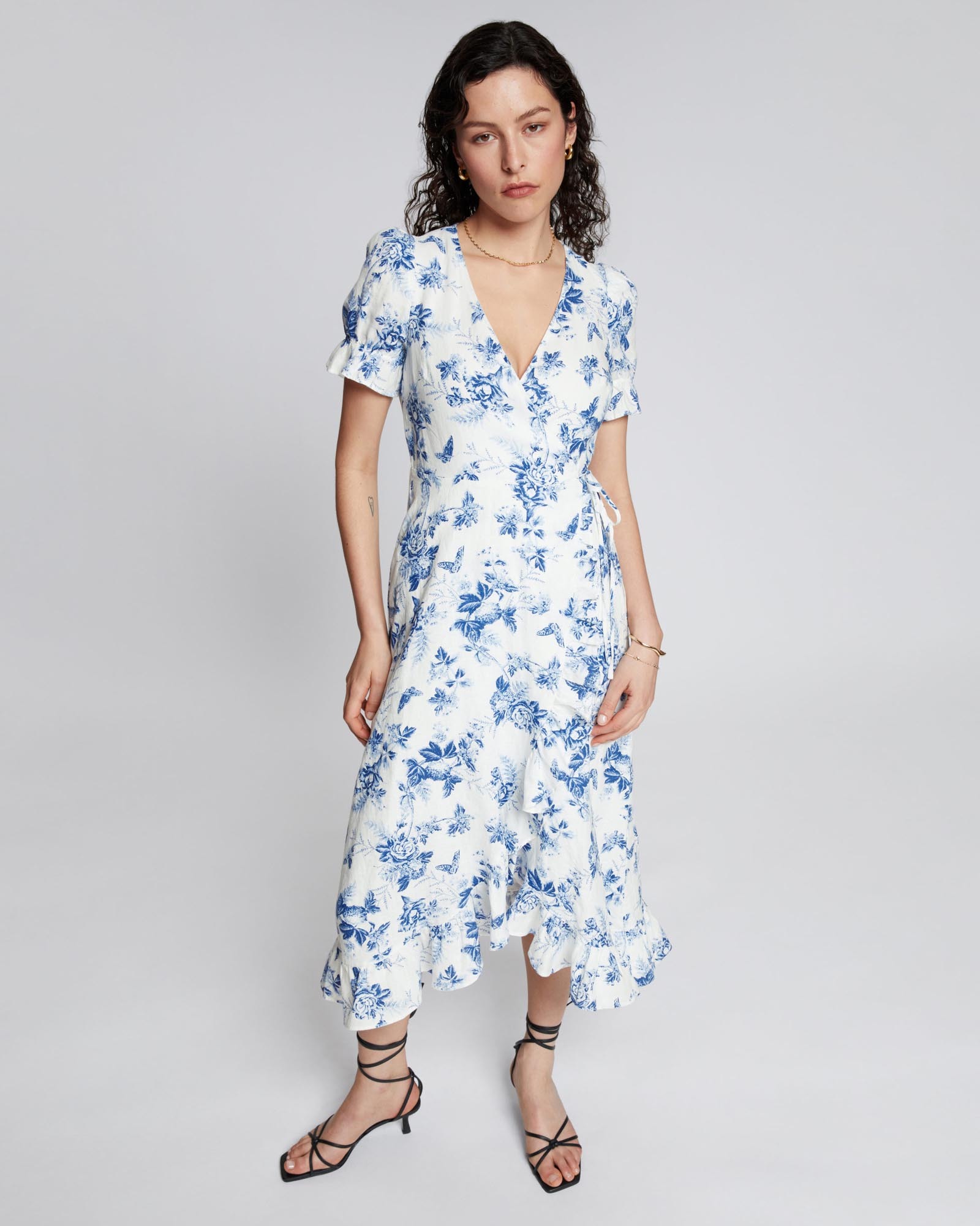 & other stories flowy wrap midi dress Short-Sleeve Long Formal Dress 38868 with Train Red / 00 main image 1