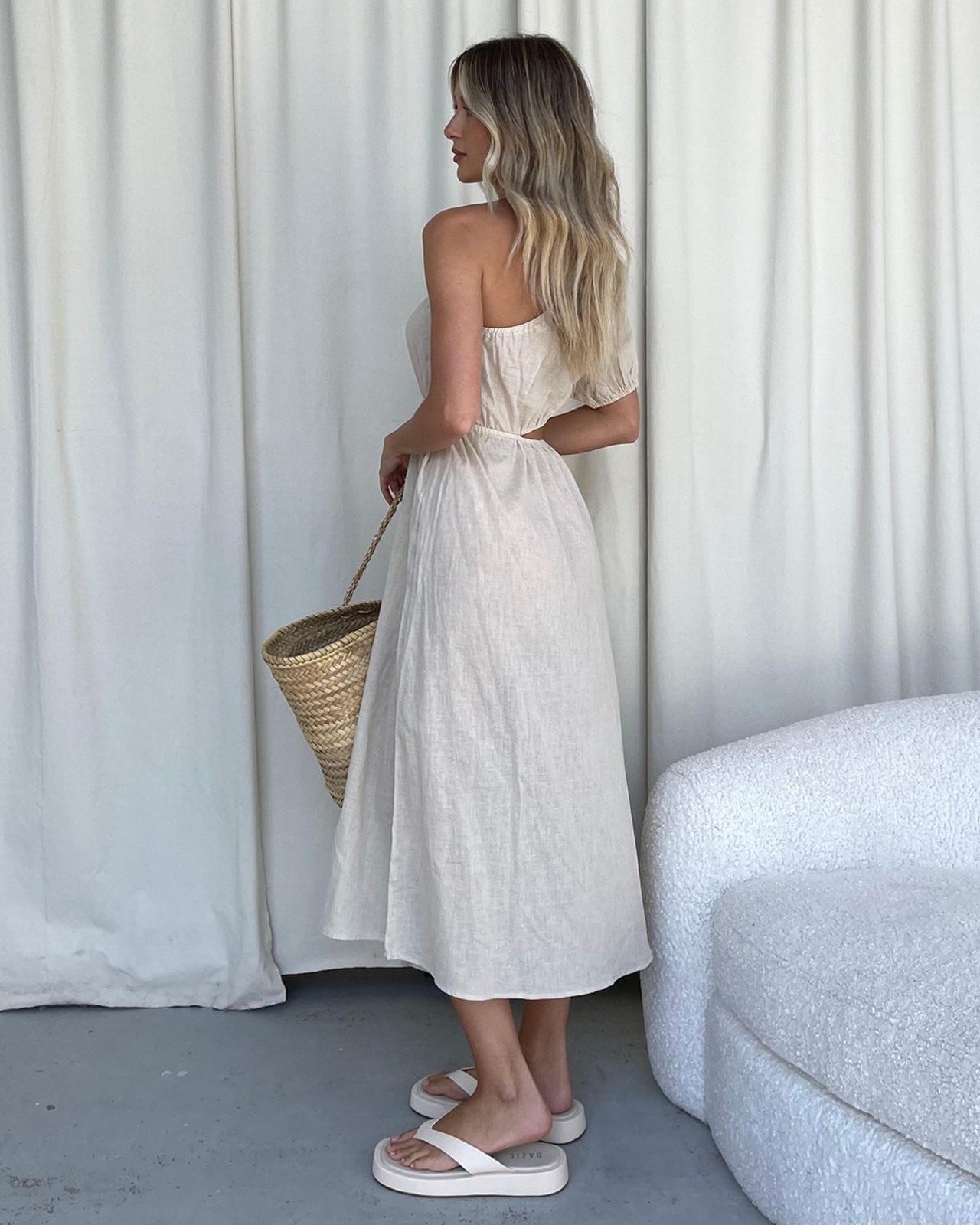 Lost Without You Linen Blend Midi Dress