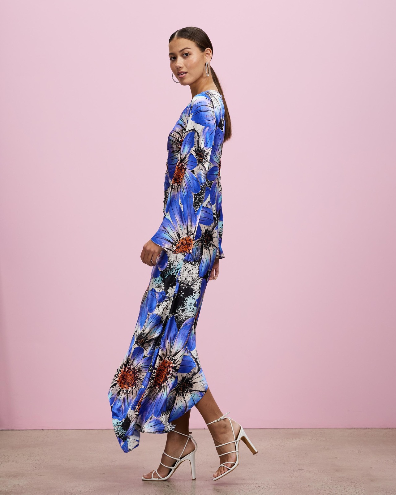 TOPSHOP Long Sleeve Midi Dress