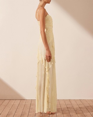 shona joy valeria ruched frill maxi dress Frockaholics