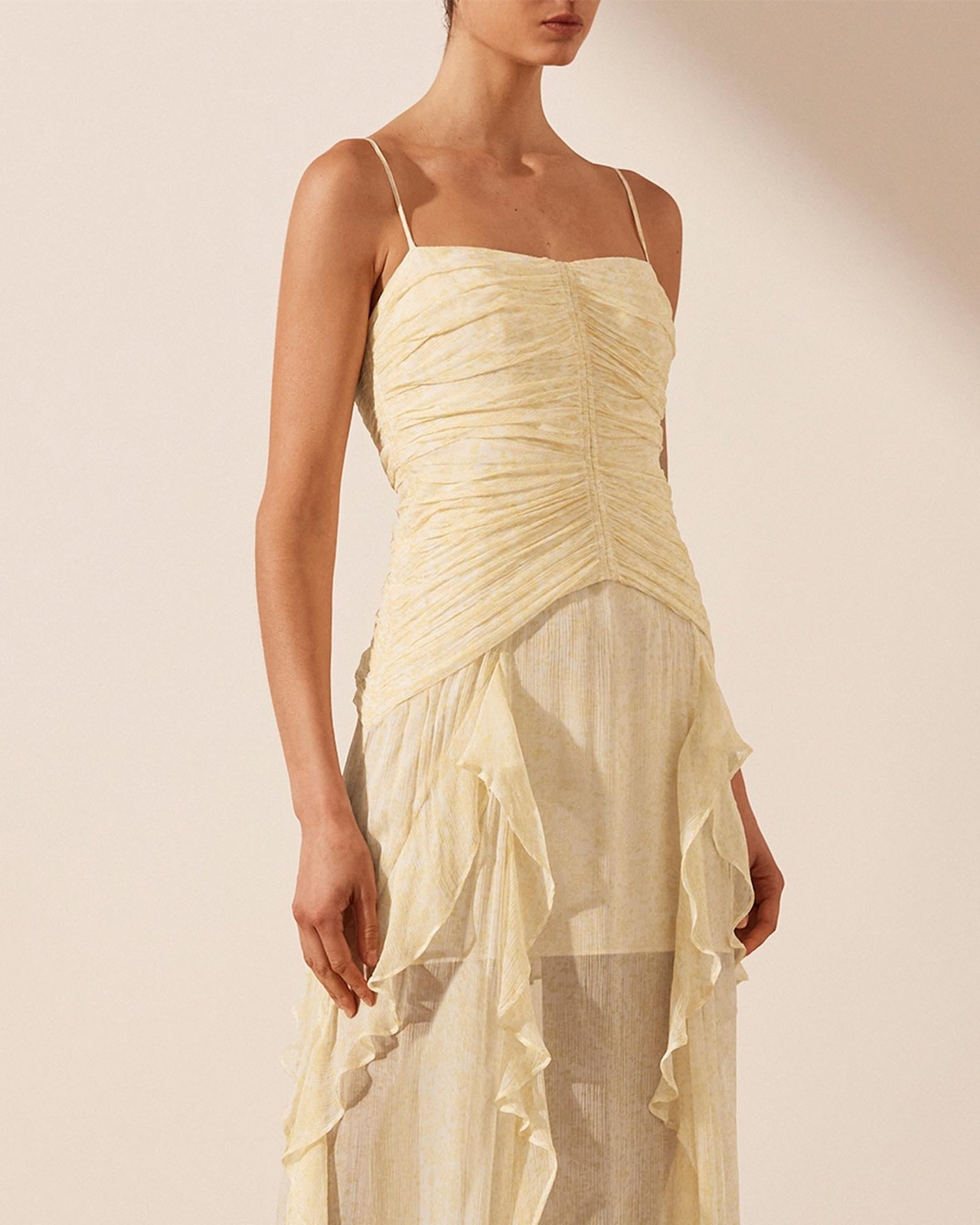 Shona Joy Gina Ruched Frill Maxi - AirRobe Shona Joy Gina Ruched Frill Maxi - AirRobe
