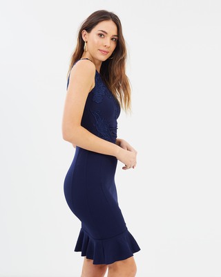 Lipsy Ruched Lace Frill Hem Dress - AirRobe Lipsy Ruched Lace Frill Hem Dress - AirRobe