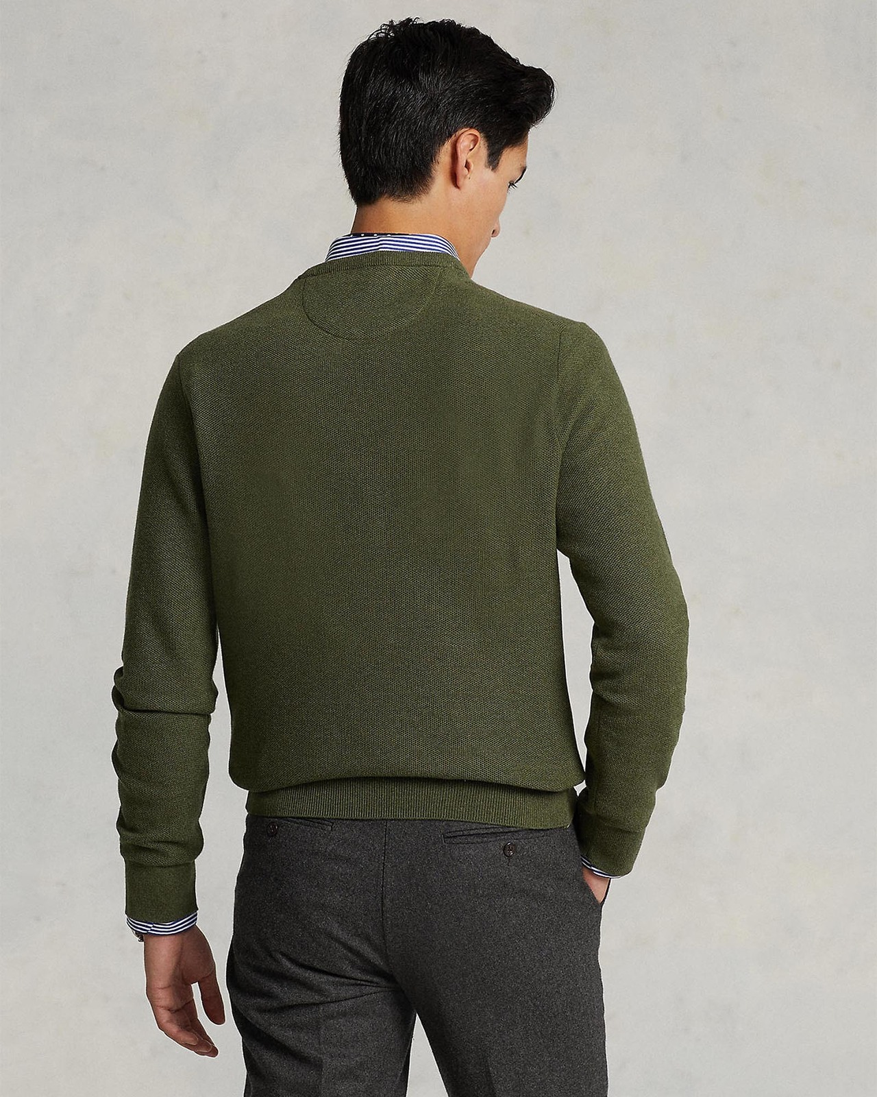 Mesh-Knit Cotton Crewneck Sweater