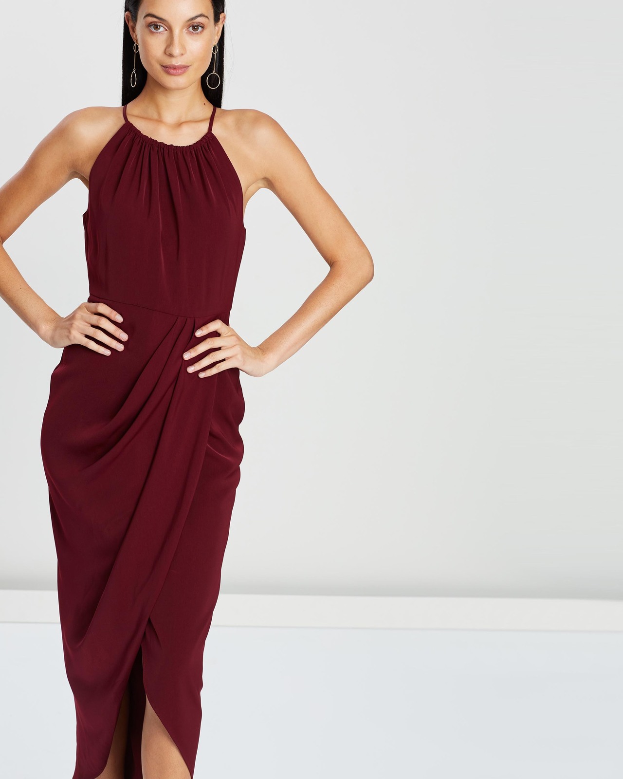 HIGH NECK RUCHED DRESS