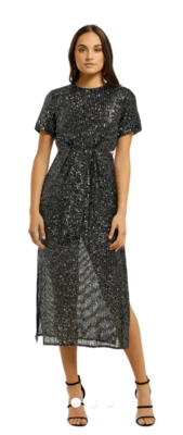 C/meo Collective Lustre Midi Dress - Black Sequin - AirRobe