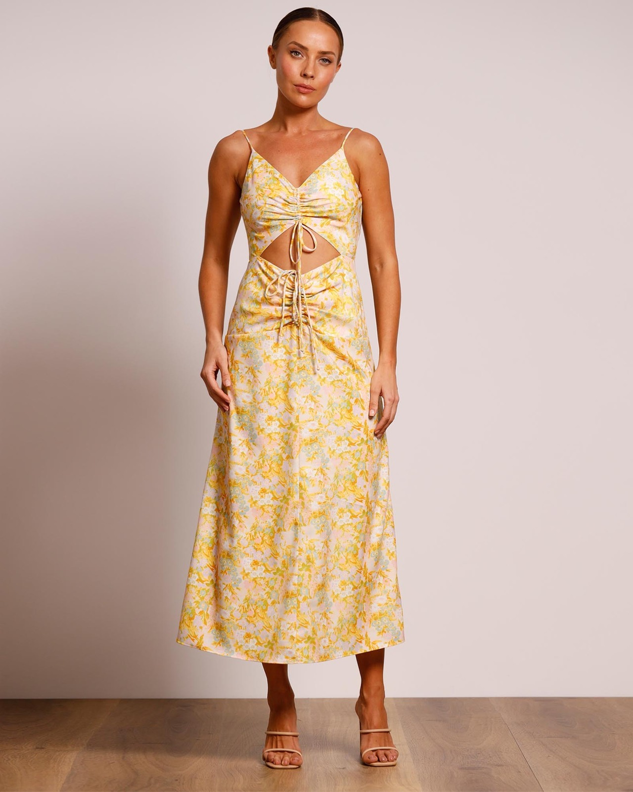 Goldie Gathered Midi Dress