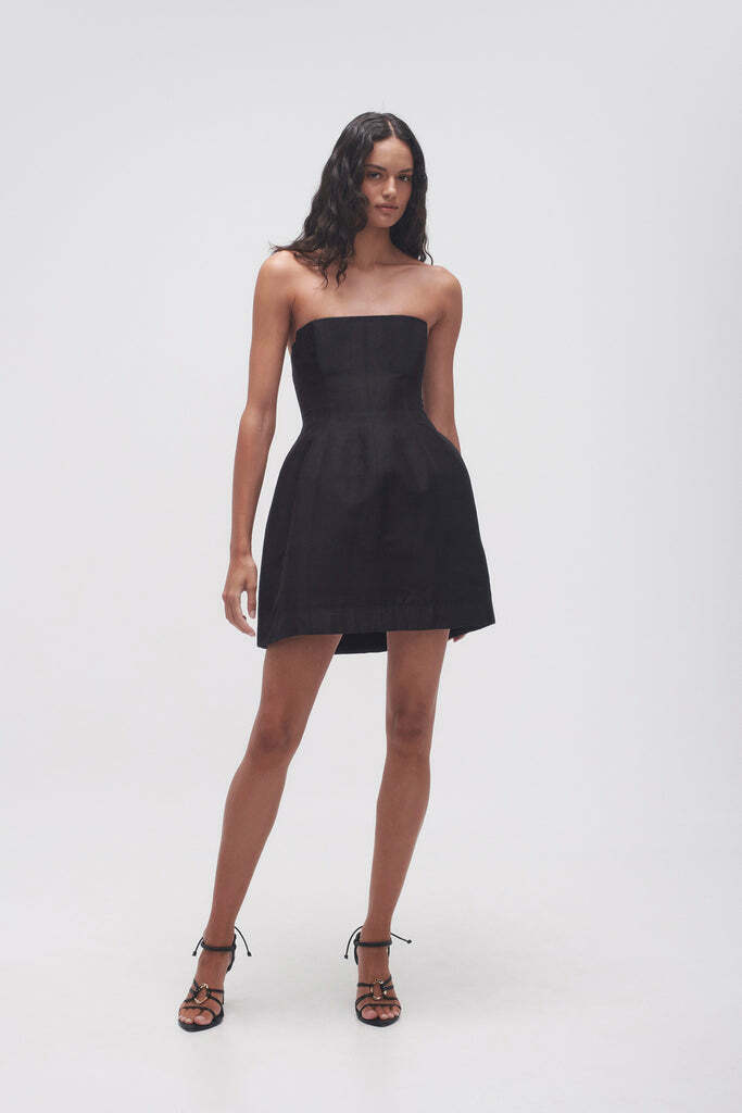 aje black strapless dress Rent AJE Violette Bubble Dress (Black) – Dress for a Night main image 0
