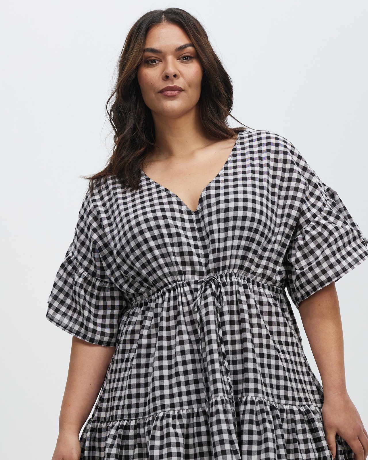 Grayson Ruffle Cotton Blend Mini Dress