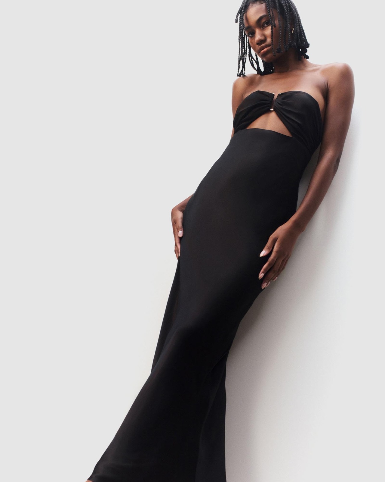 knee length dresses for ladies Saint Laurent White Strapless Cut-Out Midi Dress Size 36  Mine & Yours