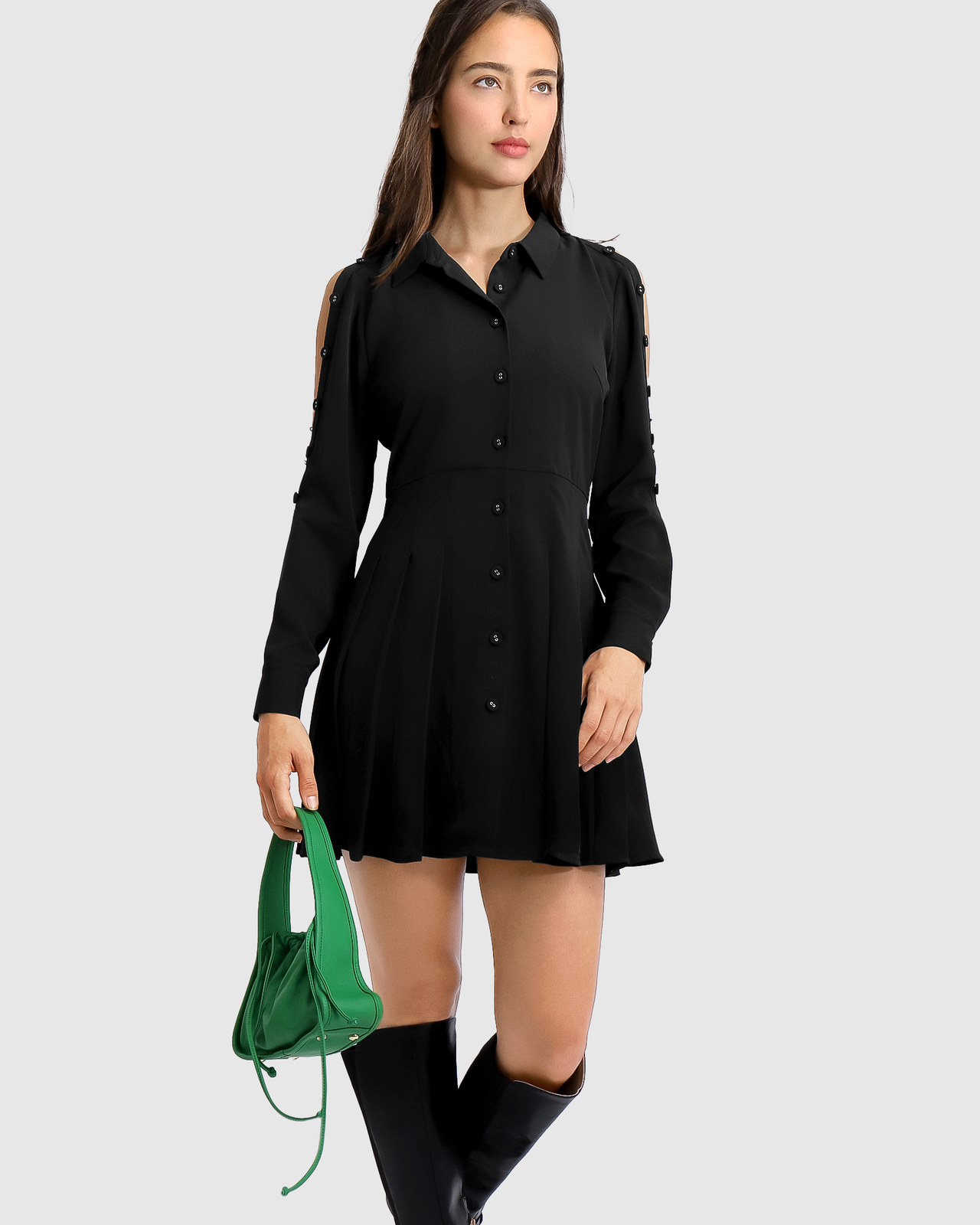black chiffon dress mini Embellished A-line Mini Dress in Black - 4 main image 0
