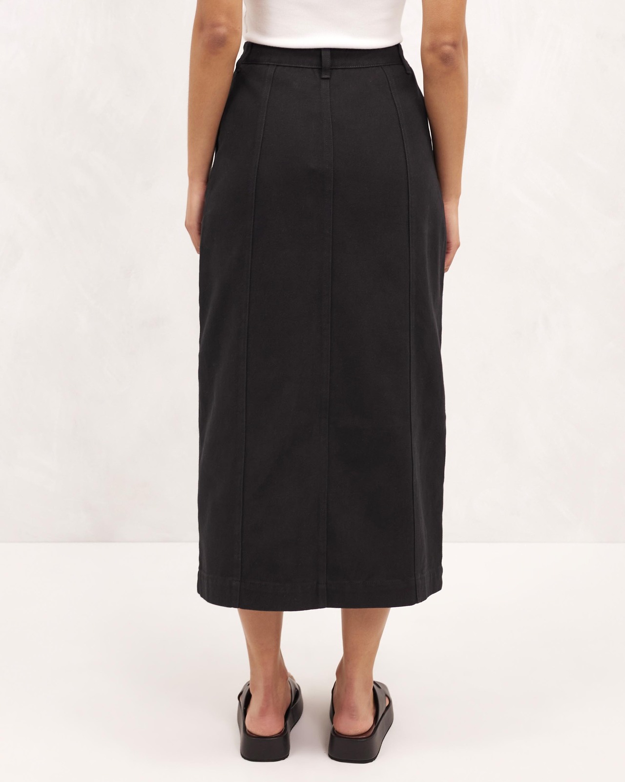 Organic Cotton Denim Midi Skirt
