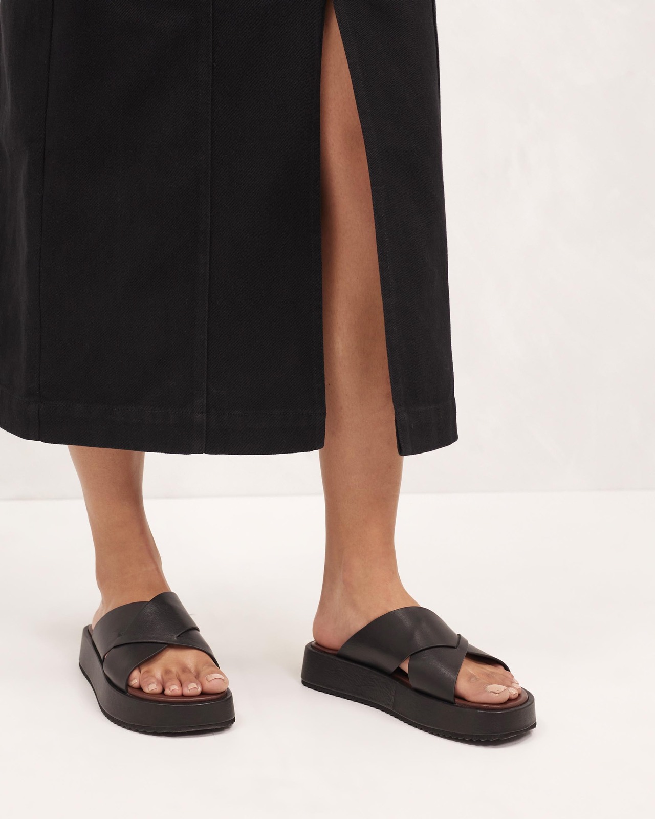 Organic Cotton Denim Midi Skirt