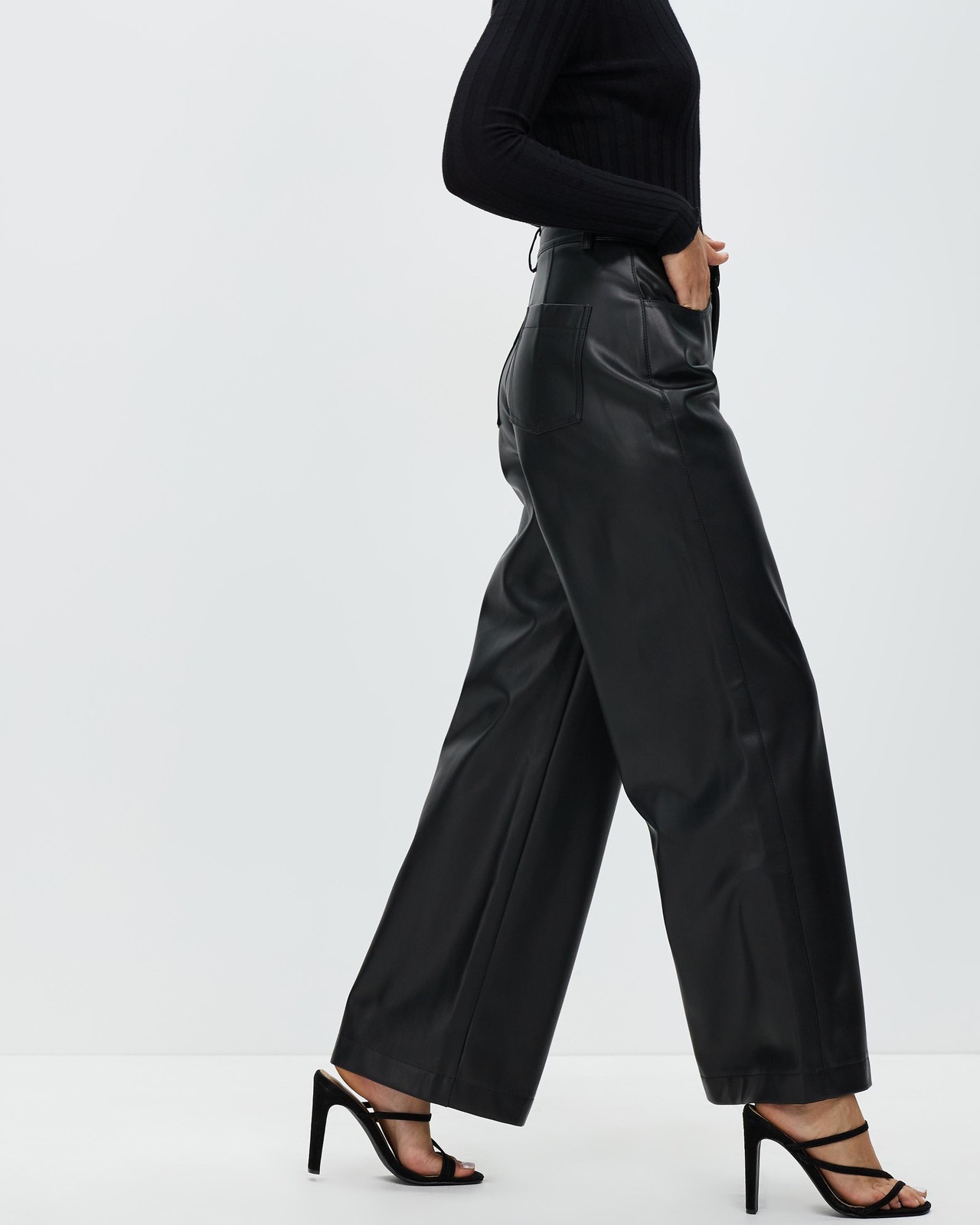 Ciara Wide Leg Leather Look Pants