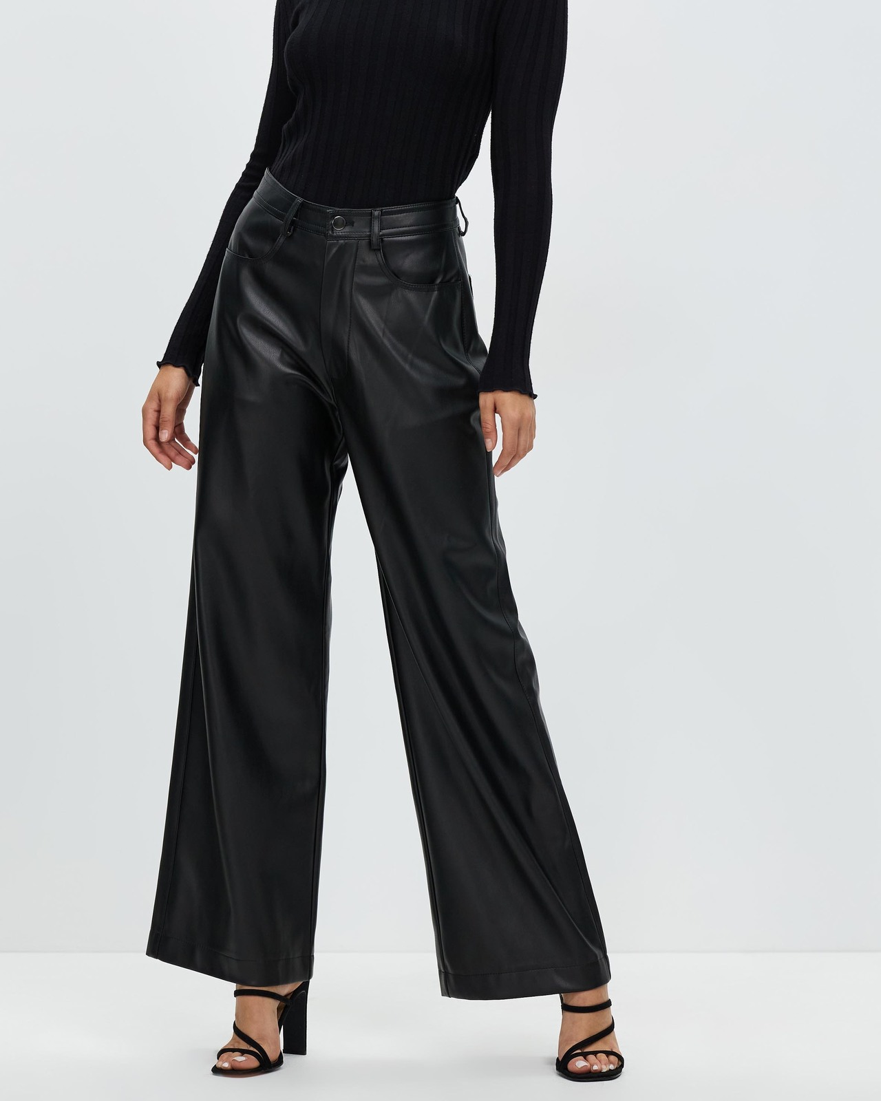 Ciara Wide Leg Leather Look Pants