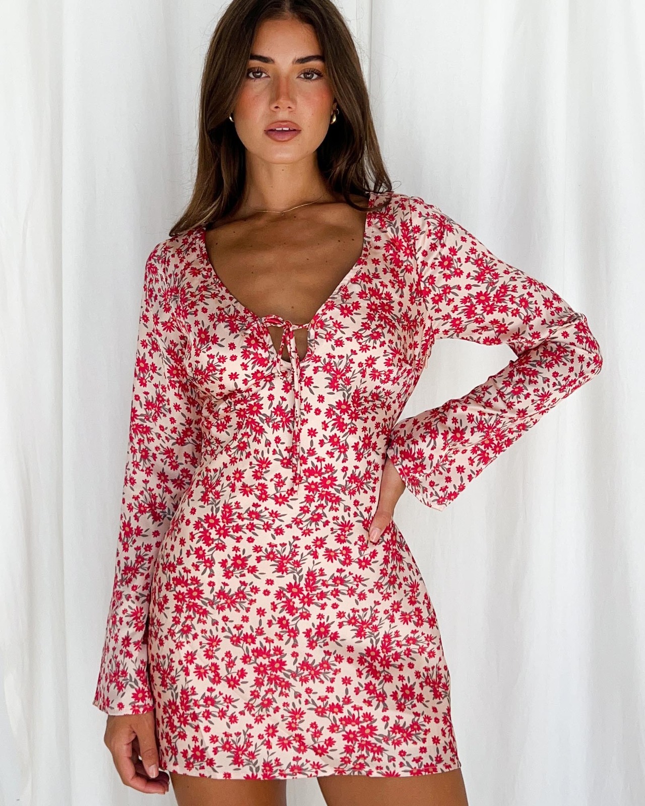 Flowerpicking Satin Mini Dress