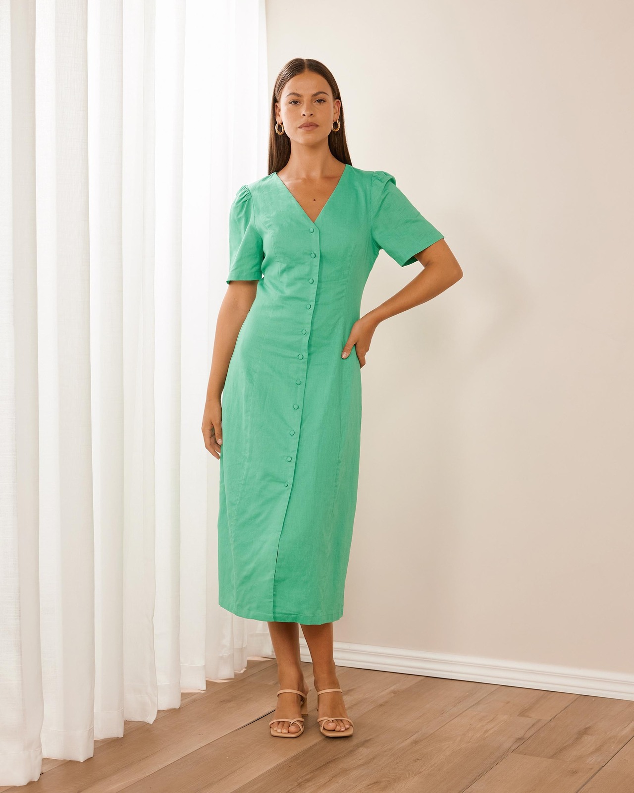 Meg Linen Blend Midi Dress