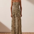 shona joy claudette ruched frill maxi dress Shona Joy