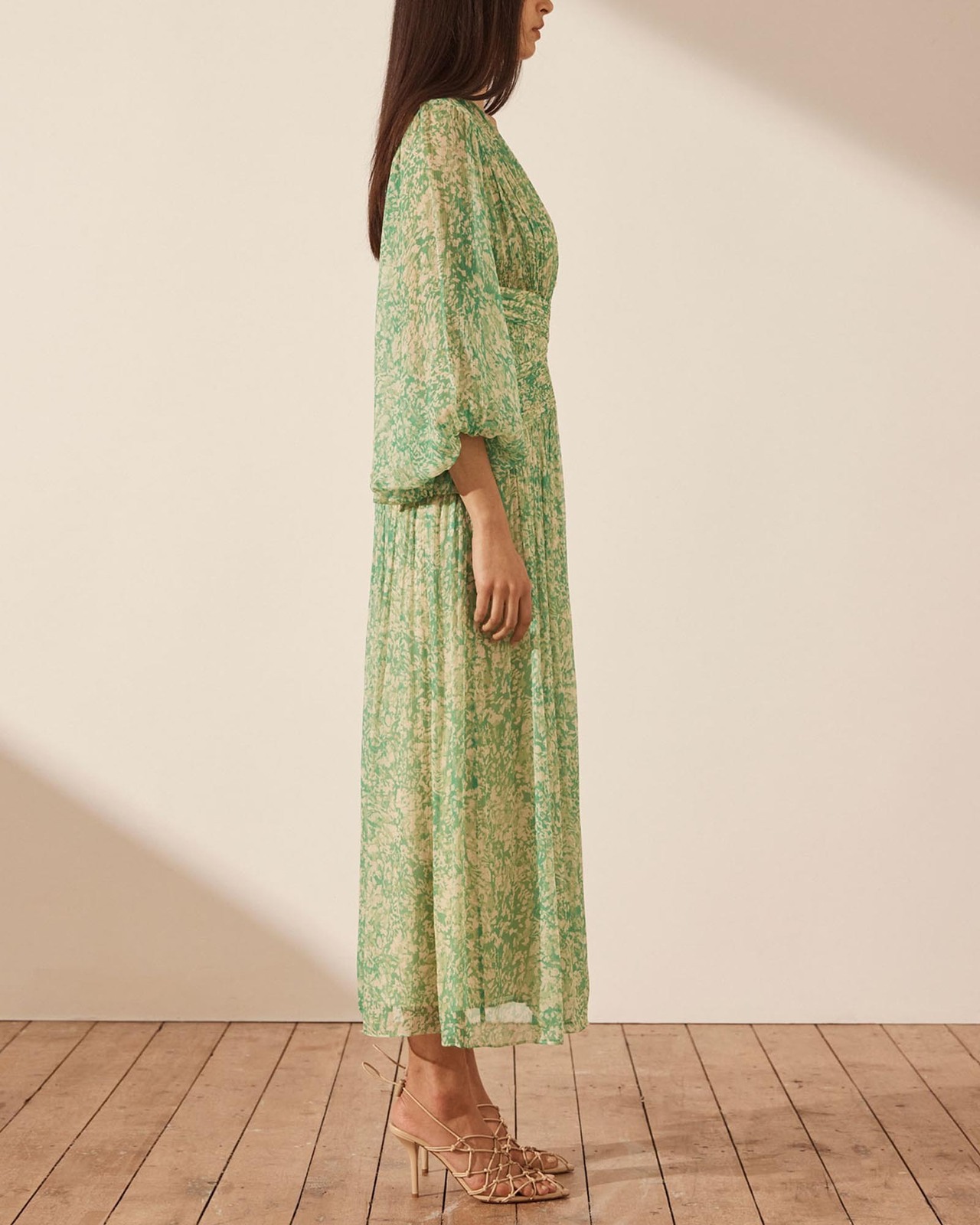 shona joy green floral dress Joni Panelled Midi Dress | Cedar Blossom | Dresses main image 1