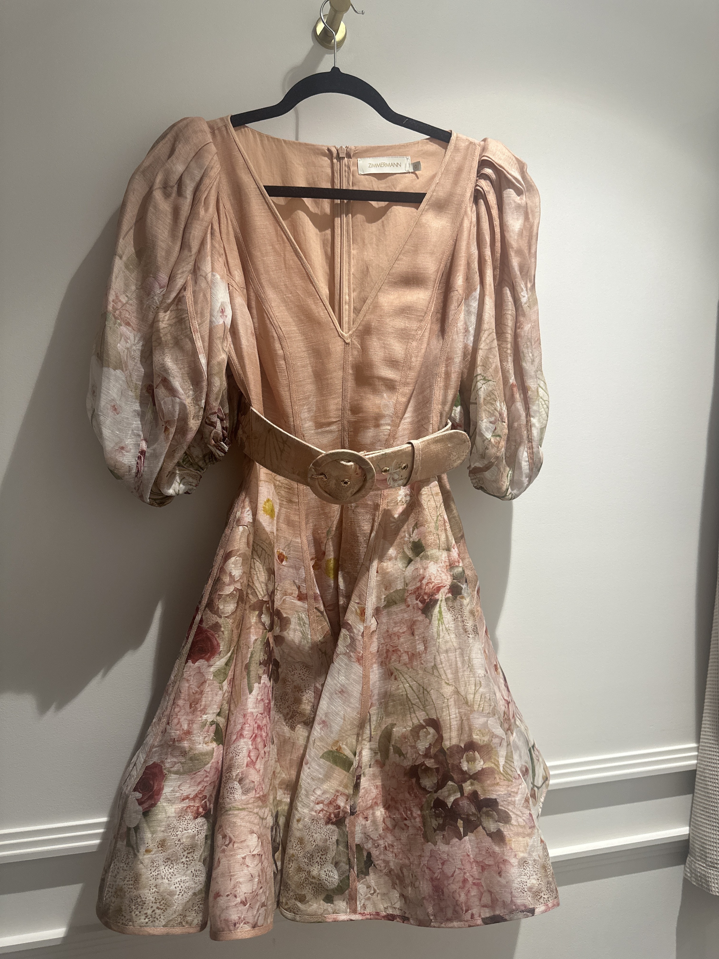 Zimmermann ZIMMERMANN DANCER PUFF SLEEVE MINI IN BLUSH