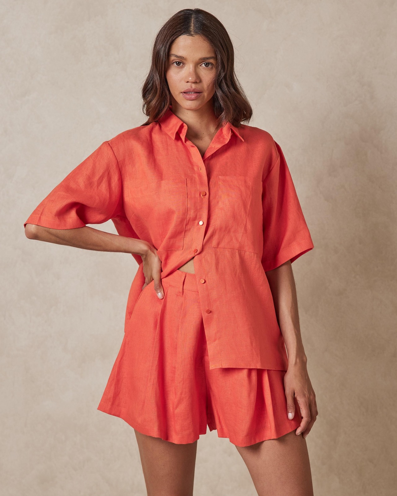 Linen Pocket Detail Resort Shirt AirRobe