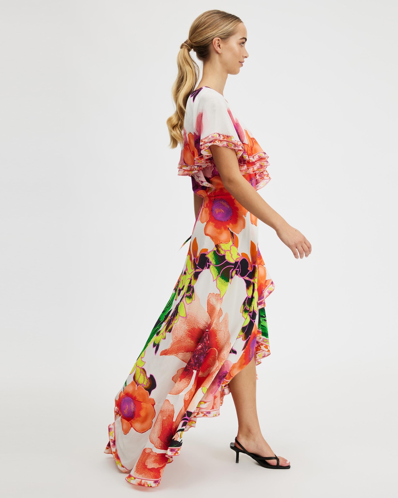 camilla frill sleeve long dress Camilla Frill Sleeve Maxi Dress in In A Flutter