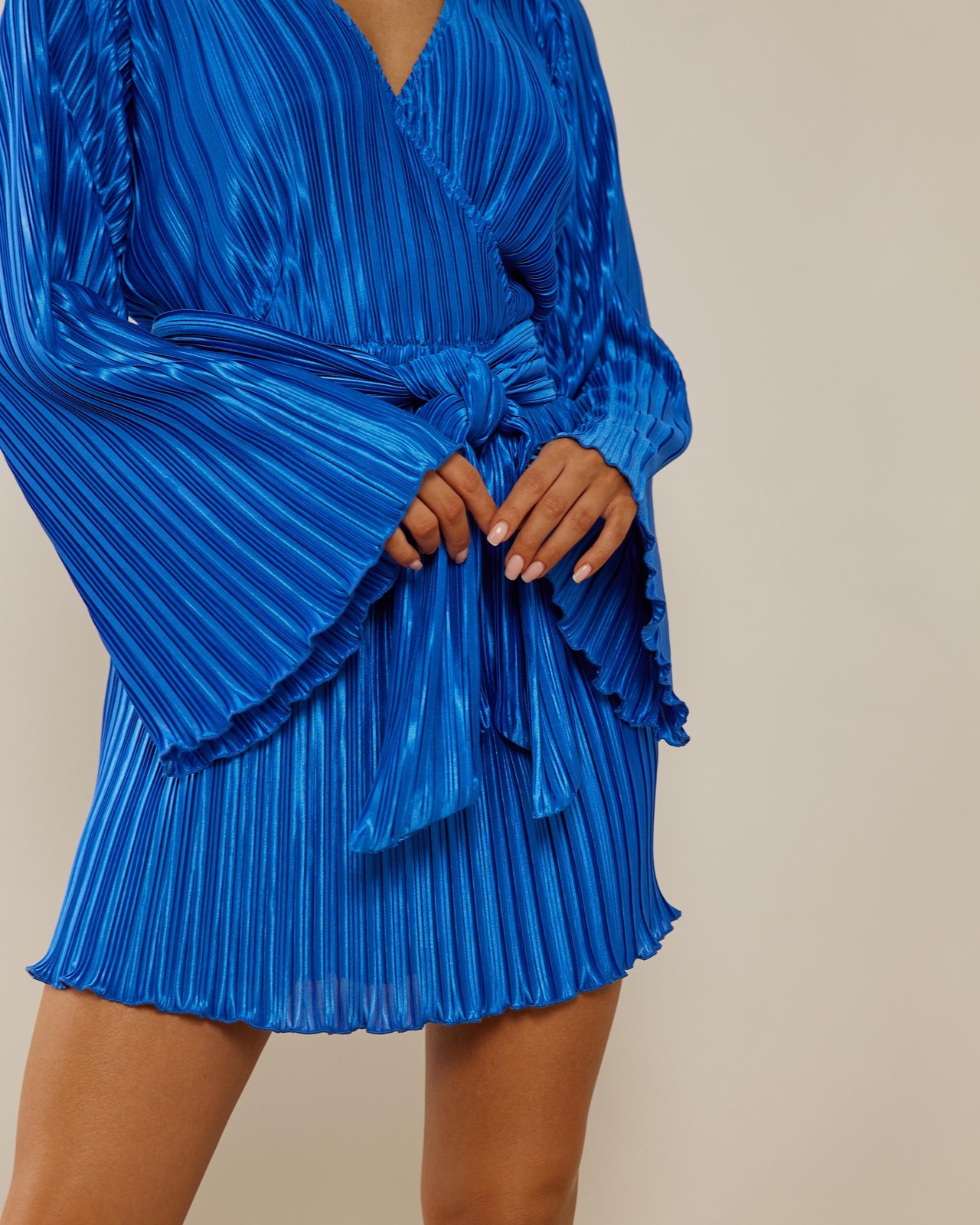 Desire Plisse Tie Mini Dress