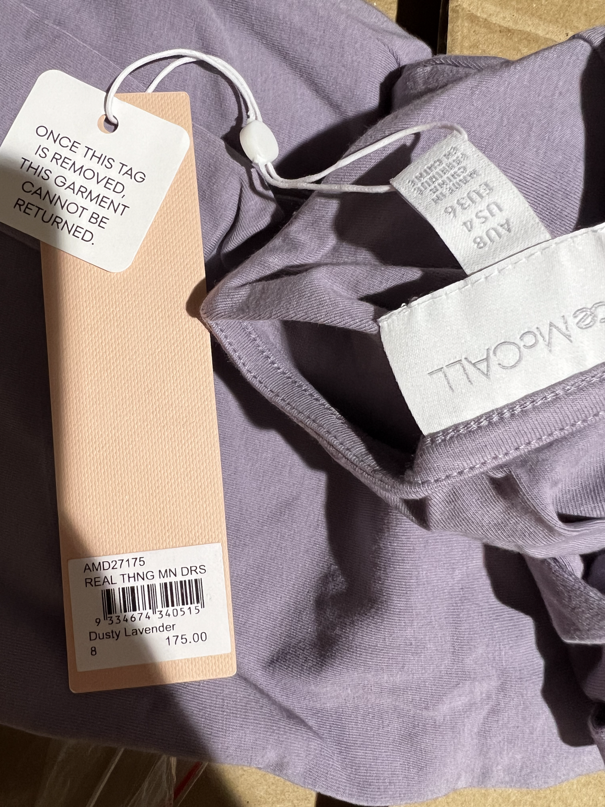 BNWT LAVENDER REAL THING MINI DRESS - SIZE 8 AU/4 US (RRP $175)