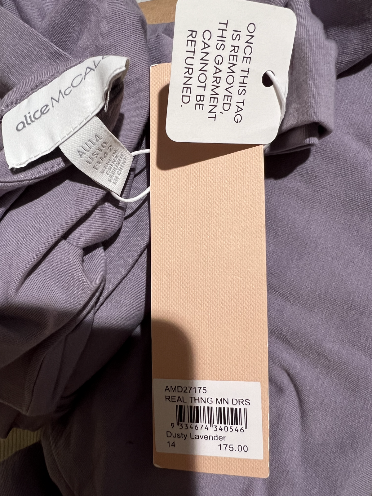 BNWTLAVENDER REAL THING MINI DRESS - SIZE 14 AU/10 US (RRP $175)