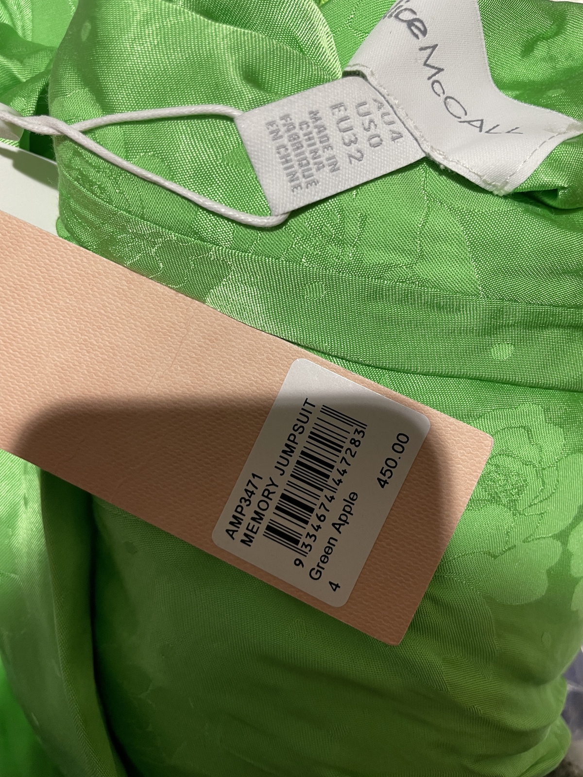 BNWT GREEN APPLE MEMORY LANE JUMPSUIT -SIZE 4 AU/0 US (RRP $450)