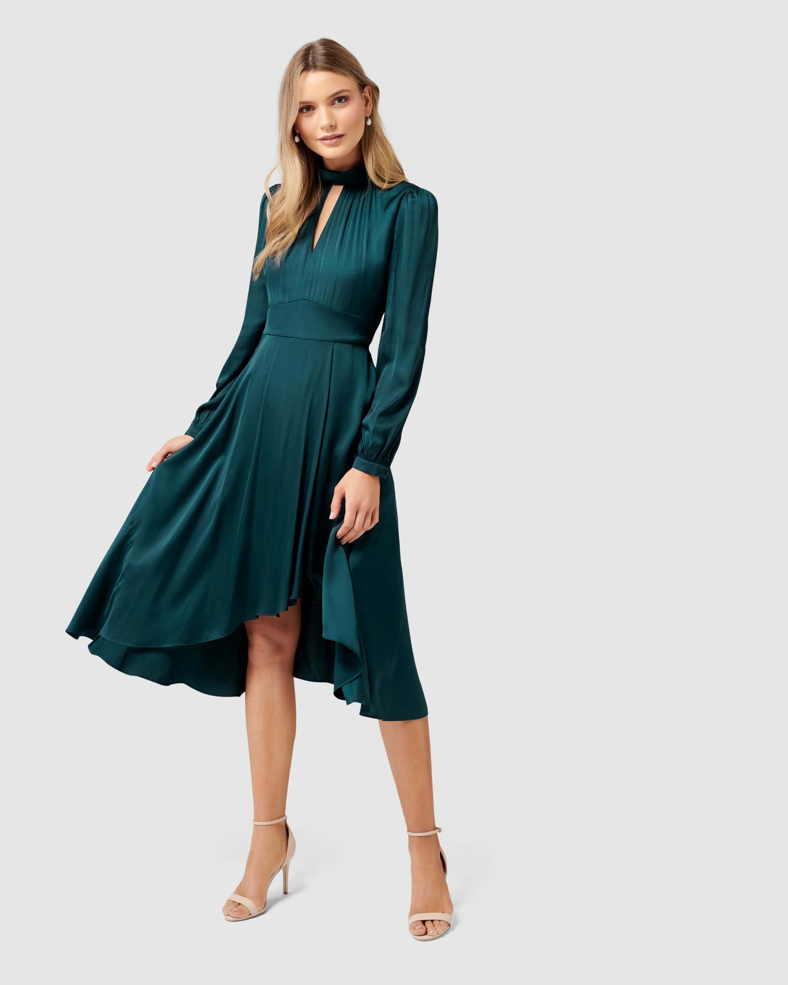 forever new tiffany wrap midi dress Tiffany Rose Waterfall Midi Dress Deep Green