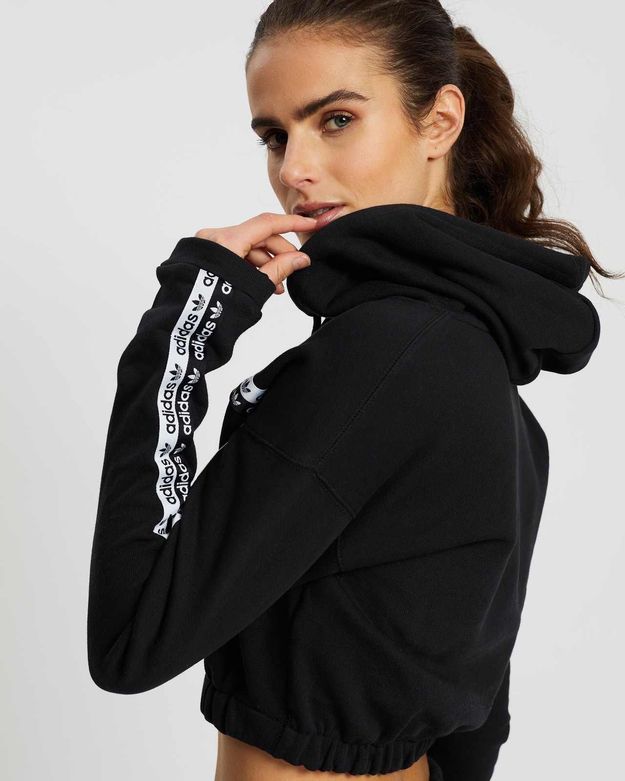 adidas gazelle silver green womens adidas Originals Womens Crop Full Zip Hoodie – Get the Label main image 0