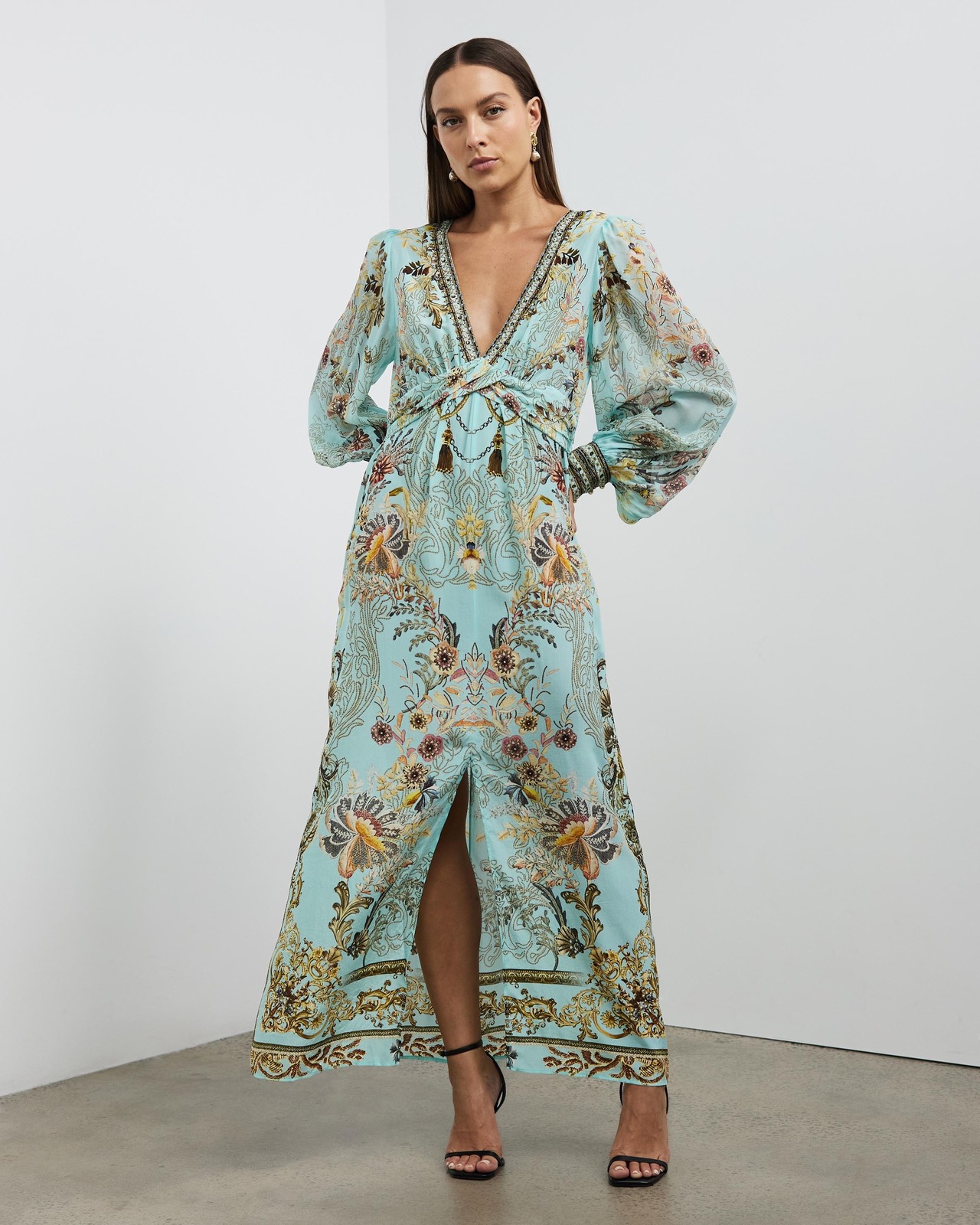 knee length dresses for ladies Camilla Long Dress With Tie Front | Canada