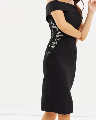 Oasis Lace Trim Bardot Pencil Dress - AirRobe