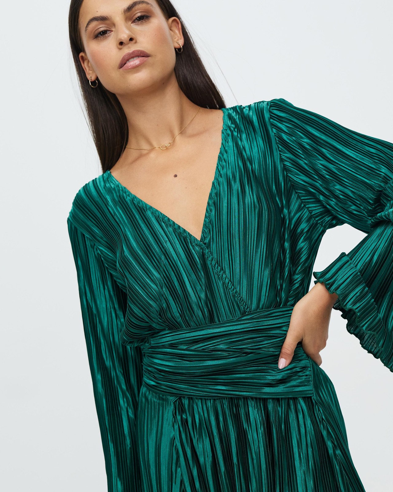 Desire Plisse Tie Mini Dress