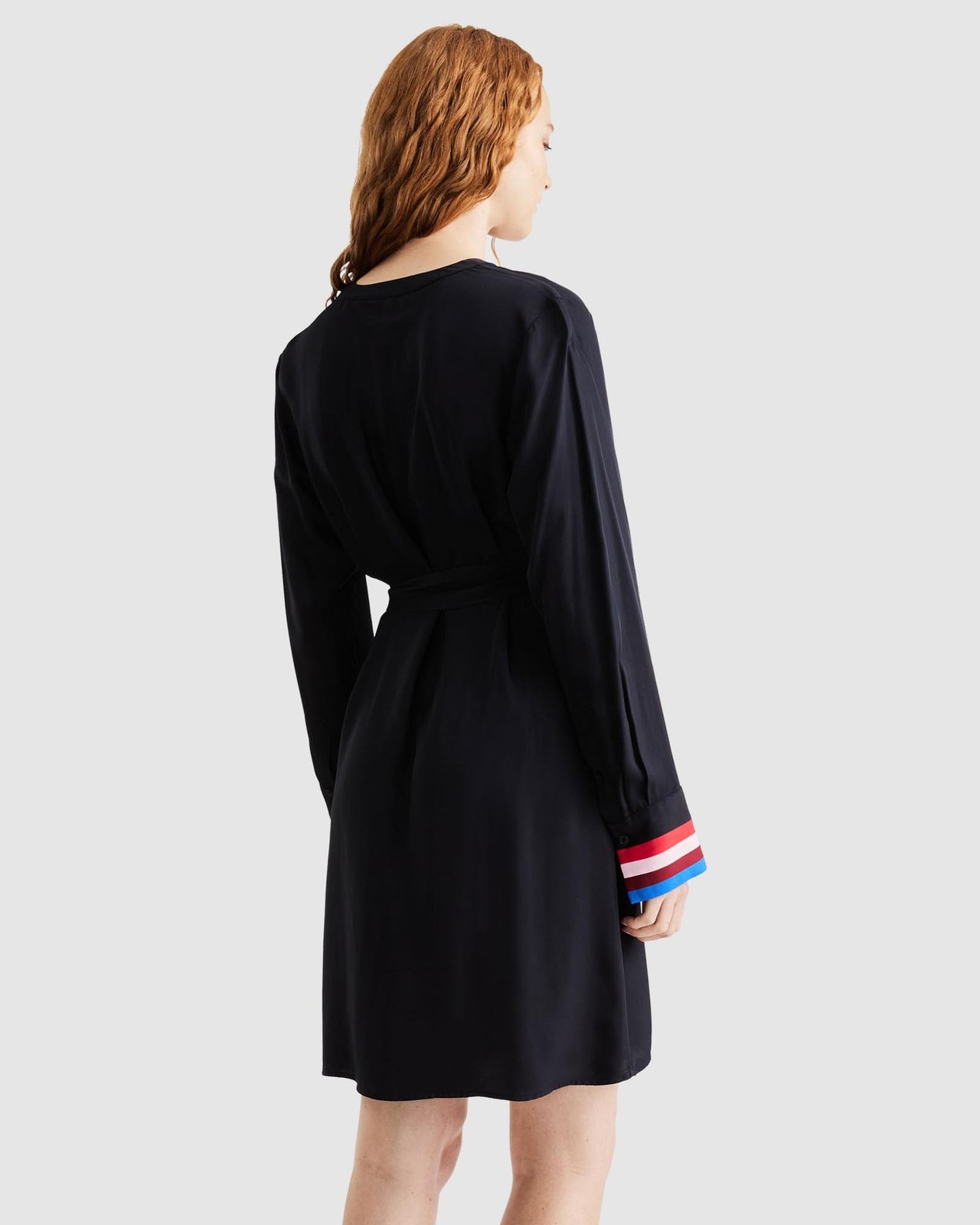 Stripe Detail Belted Dress