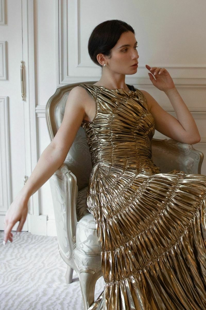 GEORGIA HARDINGE THE GOLD FOSSIL MAXI DRESS