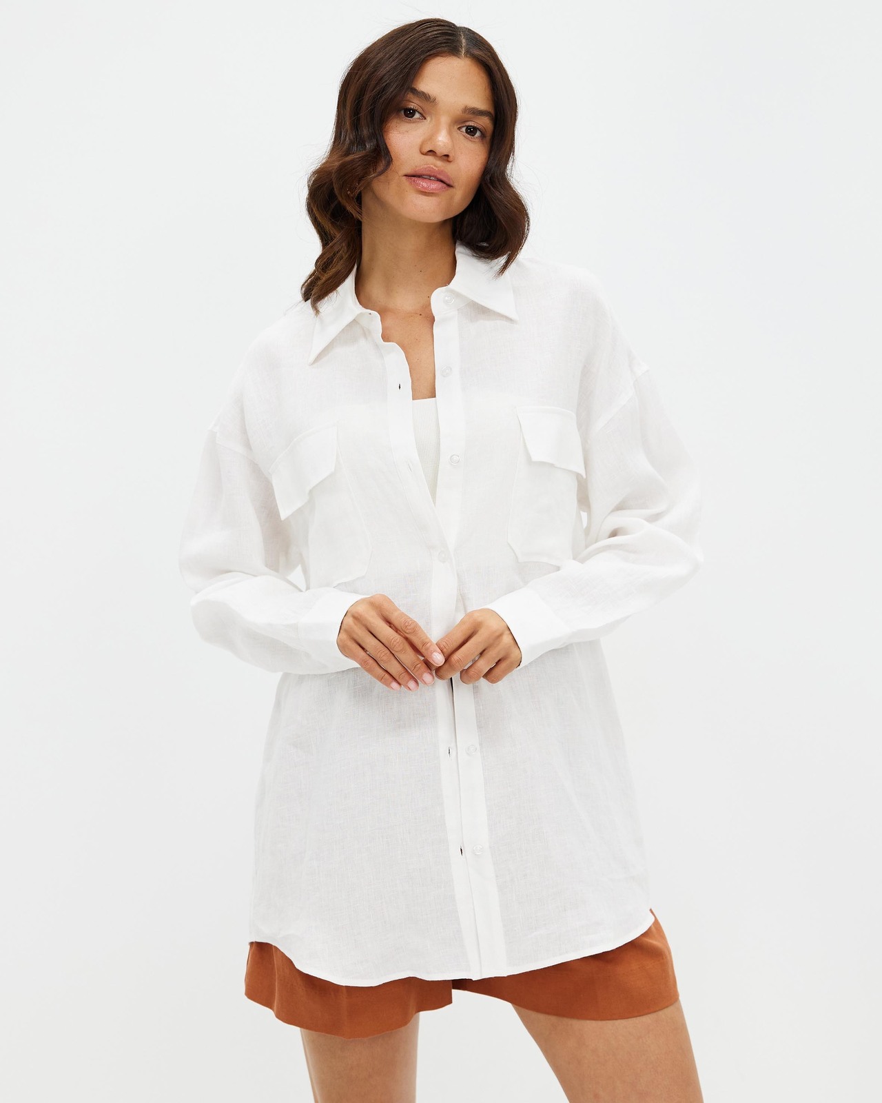 AERE Linen Pocket Detail Shirt AirRobe
