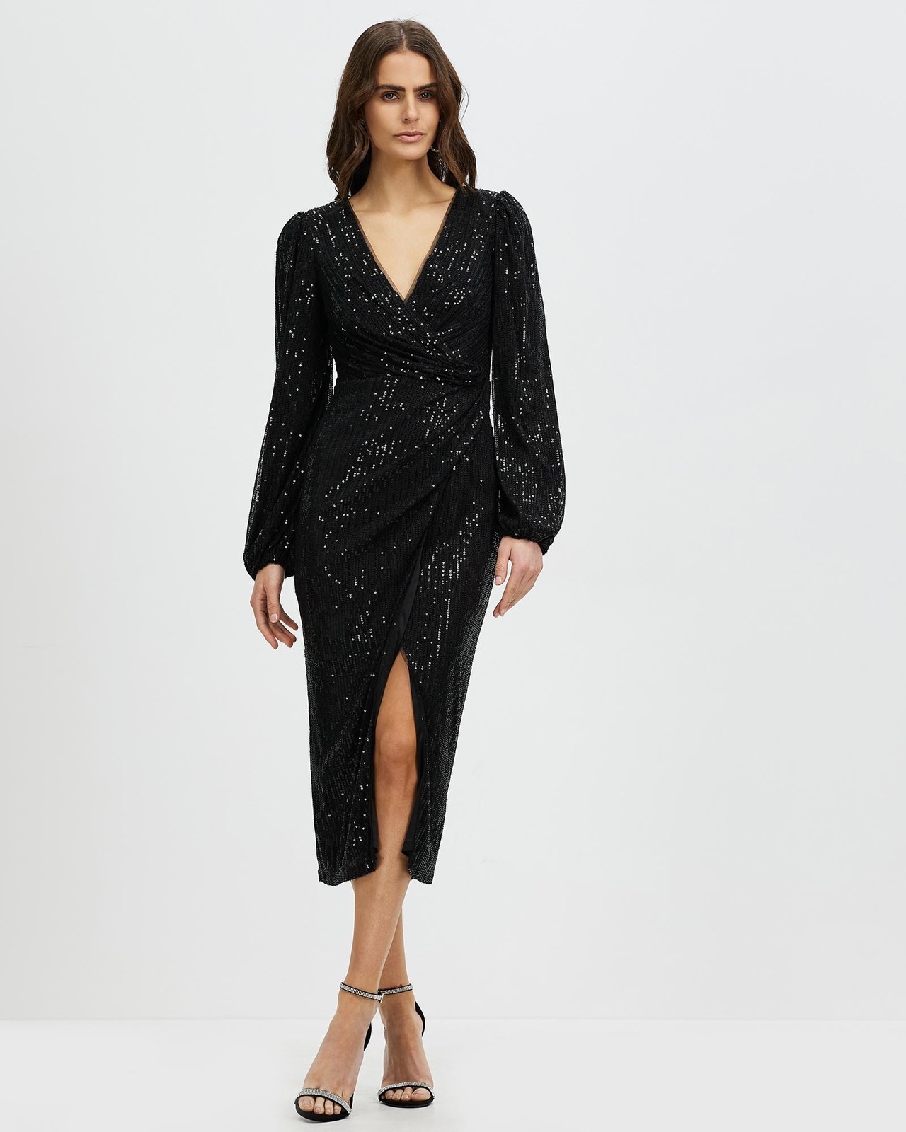 bariano long sleeve dress Elegant Angelica Long Sleeve Gown